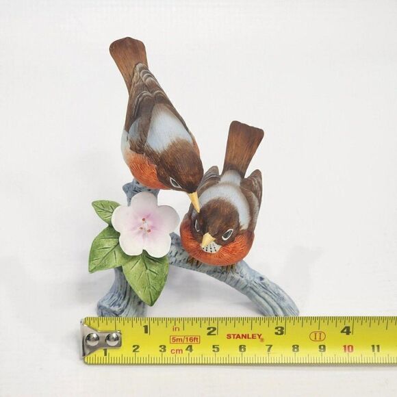 Vtg 1986 Andrea by Sadek Robins on Cherry Blossom Tree Branch Figurine - Read - Picture 2 of 11